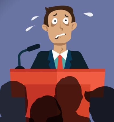Imagen de una persona pasando nervios para hablar en público