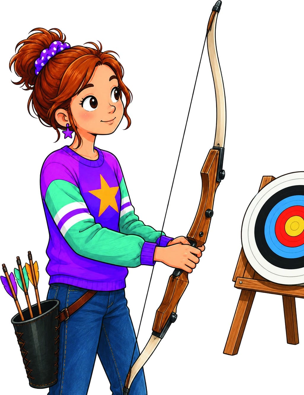 Ilustración del cuento «La maestra del arco», del cuaderno de NeuroEduca