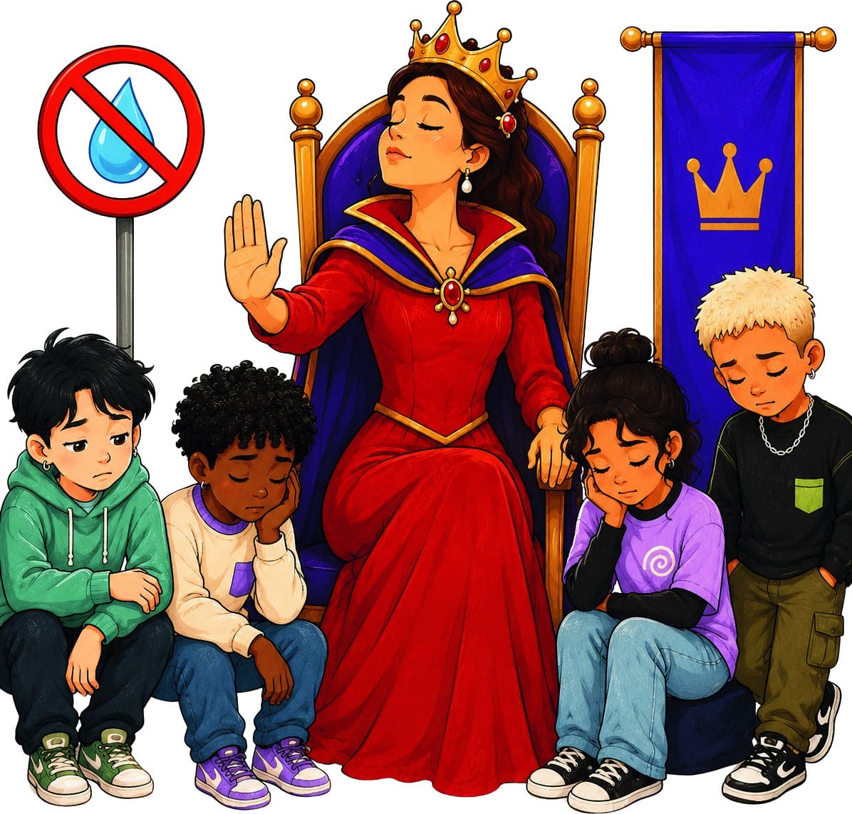 Illustration of the story «The Queen Who Forbade Crying»