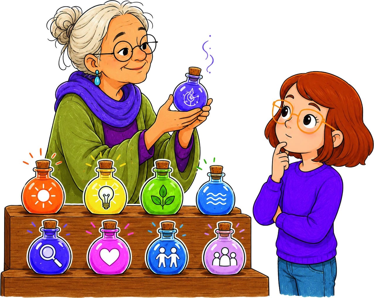 Ilustración del cuento «El mercado de los perfumes», del cuaderno de NeuroEduca