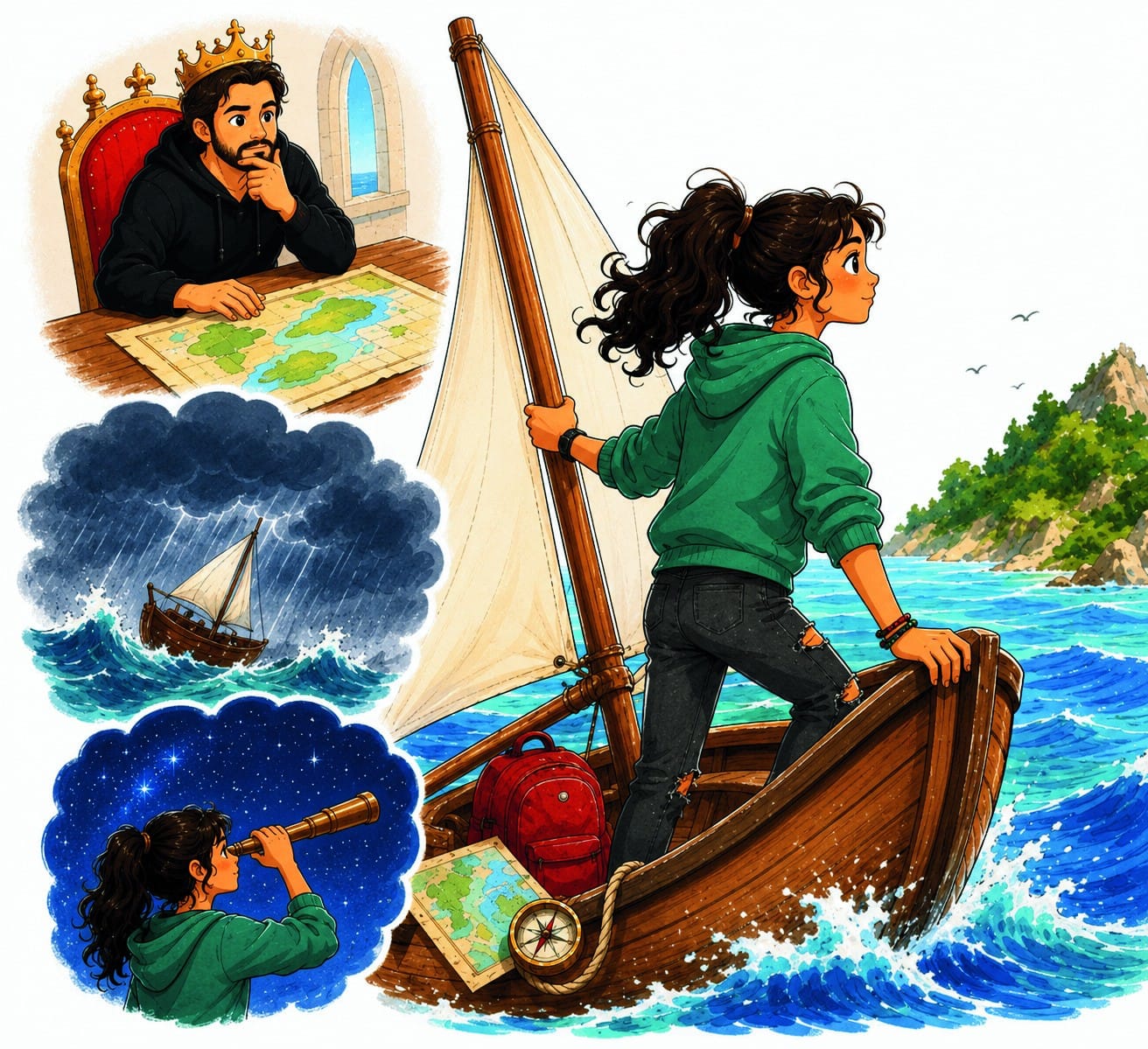 Ilustración del cuento «Las islas desconocidas», del cuaderno de NeuroEduca