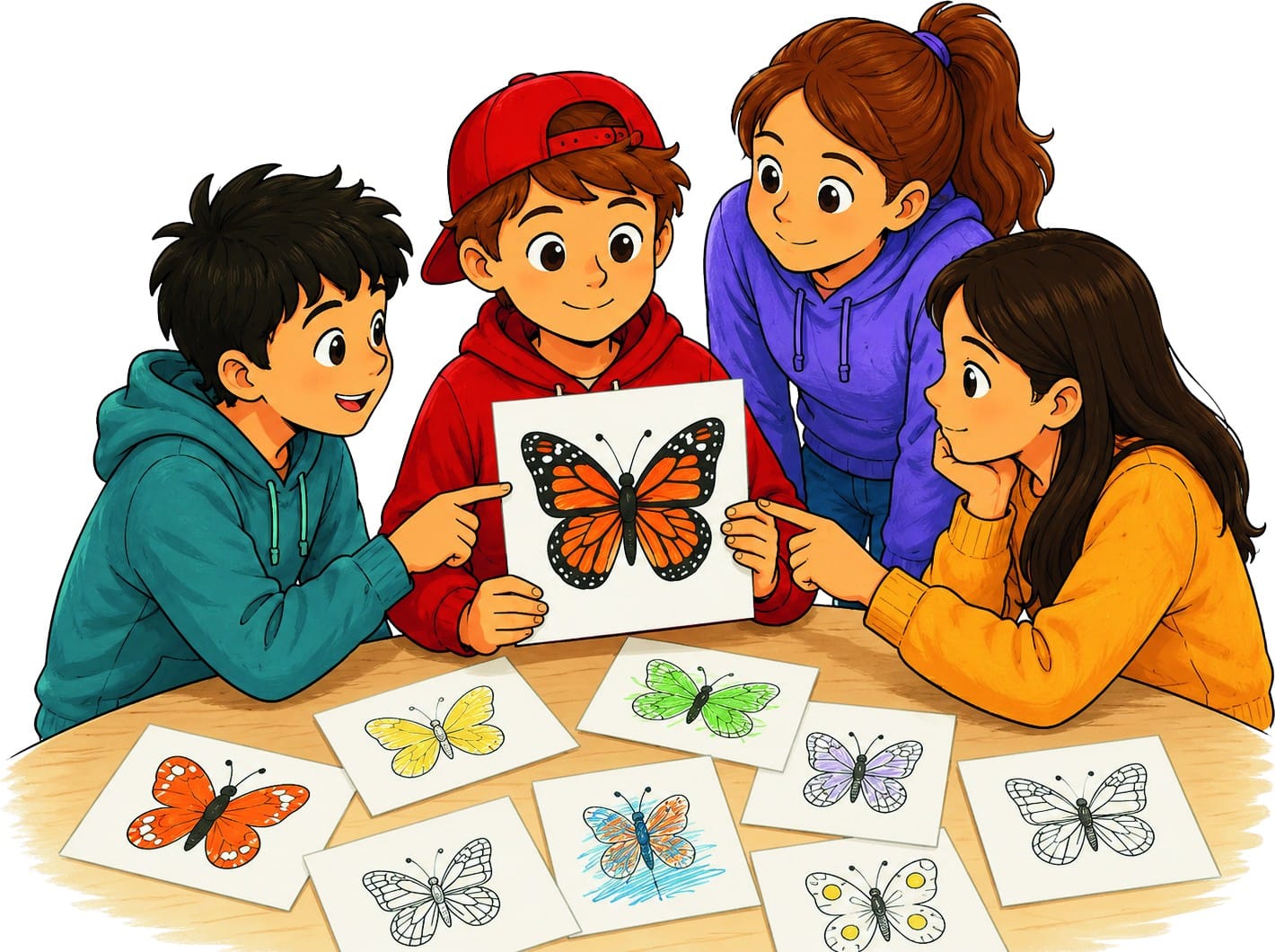 Ilustración del cuento «La mariposa de Austin», del cuaderno de NeuroEduca