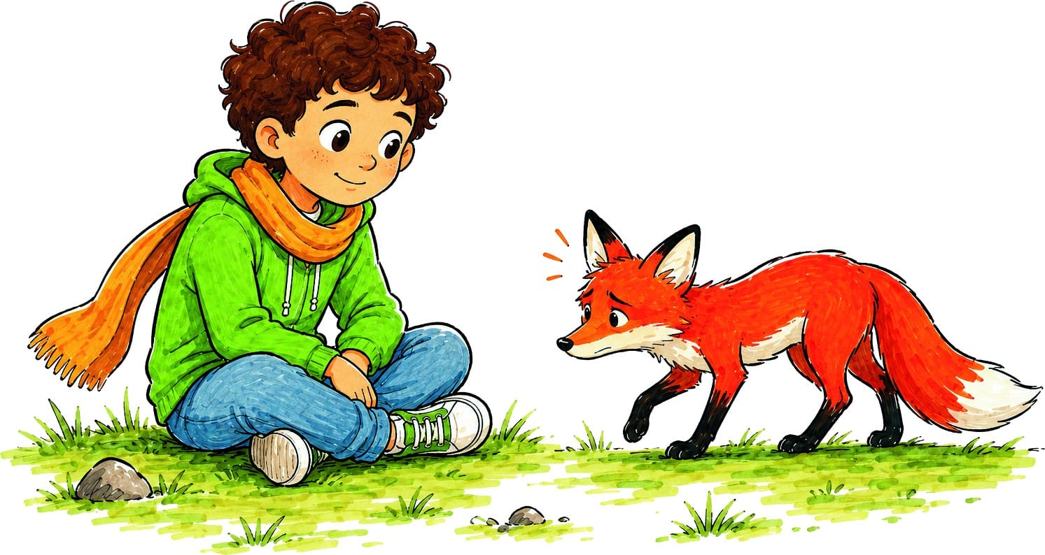 Ilustración del cuento «El principito y el zorro», del cuaderno de NeuroEduca