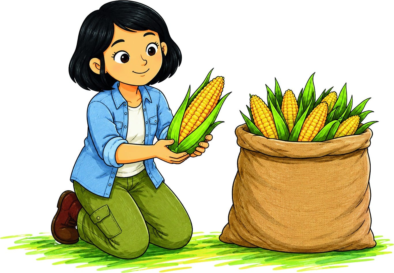 Ilustración del cuento «El mejor maíz del año», del cuaderno de NeuroEduca